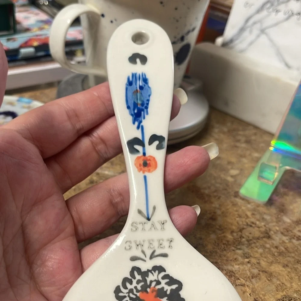Anthropologie Handpainted Lucerne Cake Server